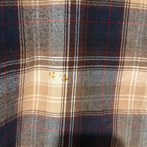 Men’s Woolrich Flannel Button Down Shirt Long Sleeve Size Large Brown Cream EUC - Picture 3 of 8